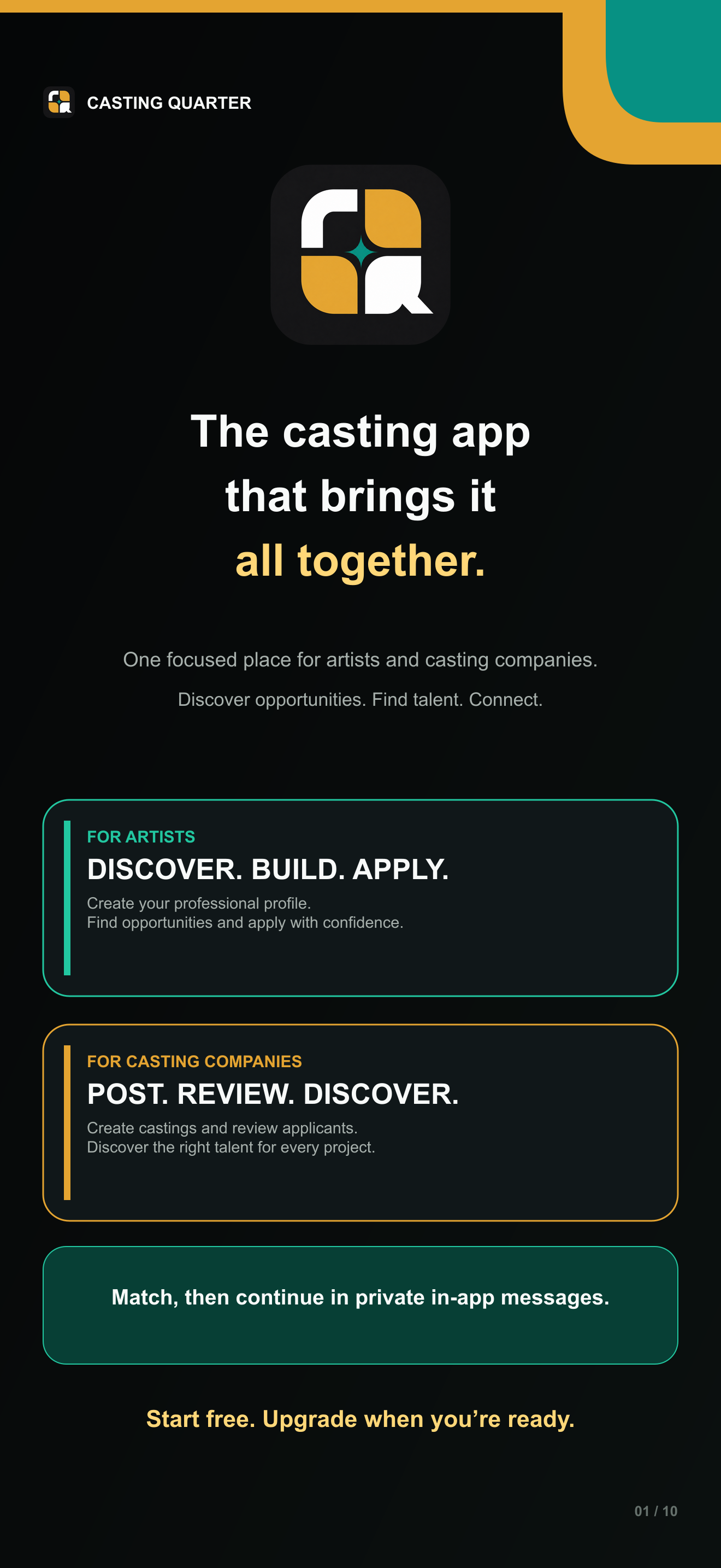 Casting Quarter app hero screen