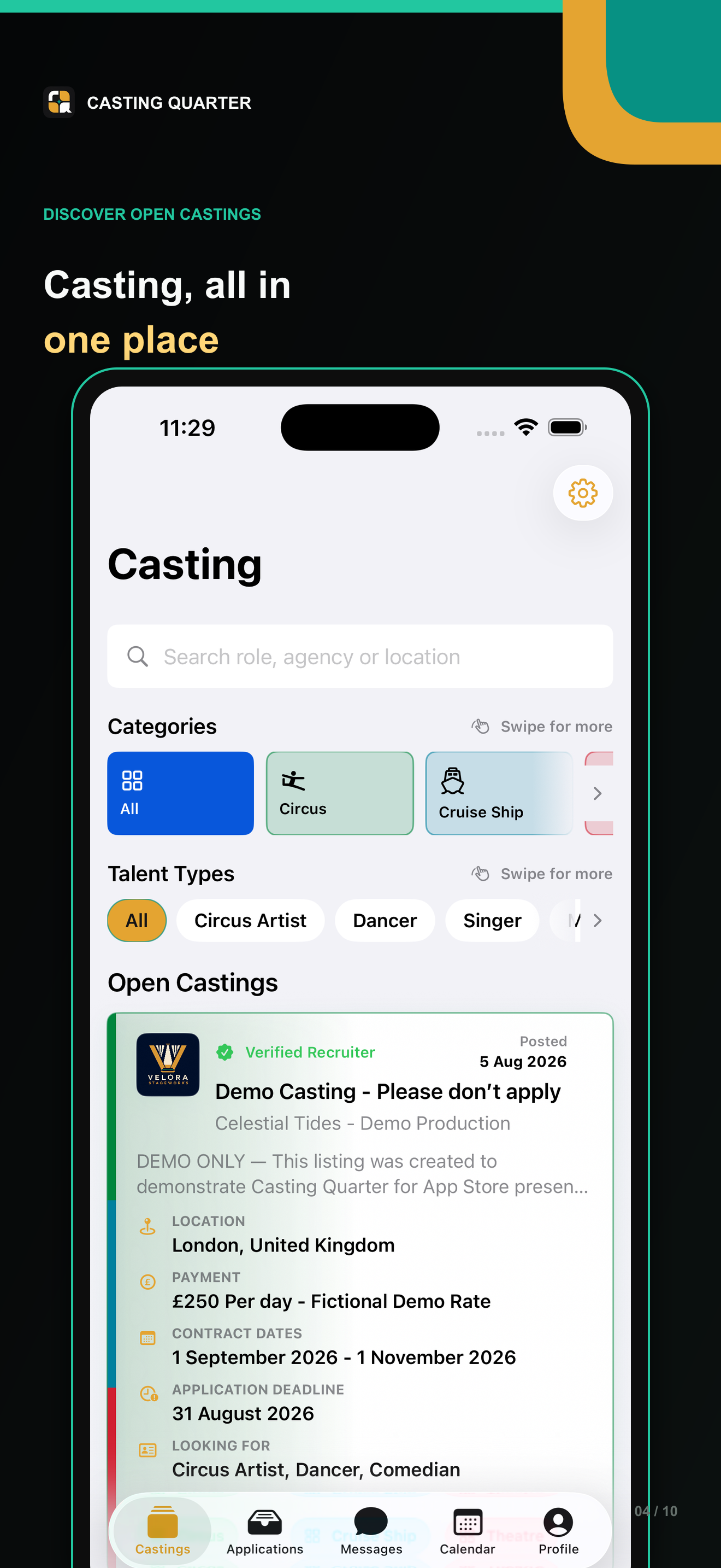 Current Casting Quarter open castings screen on iPhone